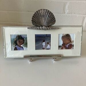 Mud Pie Silver Shell Triple Photo Frame with Coastal Accent (nwt)